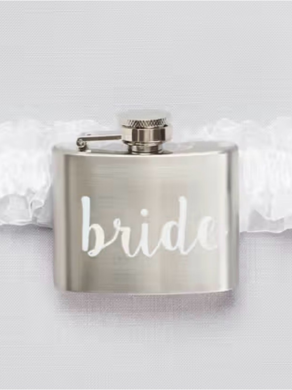 Bride Garter Stainless Steel Flask - Silver
